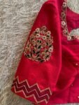 pure silk hand embroidery blouse/reddish pink maggam blouse /raw silk zardosi blouse/hand embroidered blouse /red ready made blouse zardosi