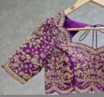 pure silk hand embroidery bridal blouse/ maggam blouse/purple bridal zardosi blouse/hand embroidered blouse/heavy embroidery wedding blouse