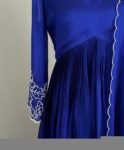 Hand embroidered Anarkali with scallop dupatta/royal blue anarkali suit/georgette anarkali dupatta USA/Indian dresses/anarkali dupatta set u