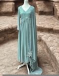 Hand embroidered Anarkali with scallop dupatta/ice blue anarkali suit/georgette anarkali dupatta USA/Indian dresses/anarkali dupatta set usa