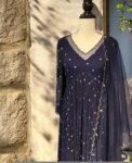 Hand embroidered Anarkali with pants/blue anarkali suit set/anarkali wit dupatta USA/blue kurta with dupatta/blueanarkali dress with dupatta