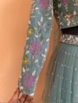 Women’s lehenga set/crop top lehenga / Indian crop top skirt USA/wedding lehenga USA /tulle silk skirt/heavy lehenga/teens blue lehenga set