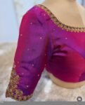 pure silk hand embroidery blouse/saree maggam blouse/purple zardosi blouse/hand embroidered blouse /magenta pink ready made blouse zardosi