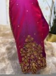 pure silk hand embroidery blouse/saree maggam blouse/purple zardosi blouse/hand embroidered blouse /magenta pink ready made blouse zardosi
