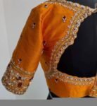 pure silk hand embroidery blouse/saree maggam blouse/orange zardosi blouse usa/hand embroidered modern blouse/ready made blouse zardosi usa