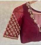 pure silk hand embroidery blouse /saree maggam blouse /red zardosi blouse /maroon red hand embroidered blouse /red ready made blouse zardosi