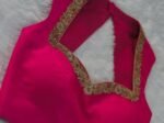Pink Silk Saree Blouse: Hand Embroidered Zardosi Maggam Work
