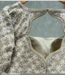 pure silk hand embroidery blouse/cream saree maggam blouse/raw silk zardosi blouse/hand embroidered blouse/cream ready made blouse zardosi