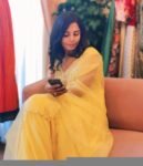 Mustard Yellow Anarkali Suit: Hand Embroidered Georgette Haldi Dress