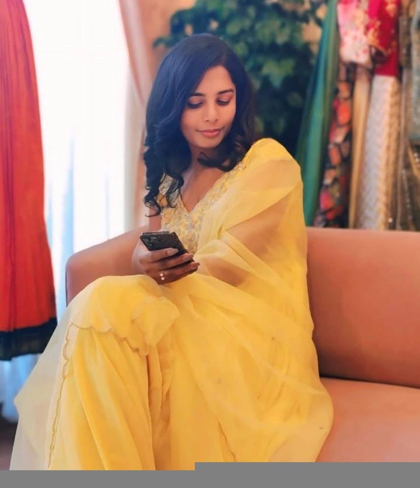 Mustard Yellow Anarkali Suit: Hand Embroidered Georgette Haldi Dress