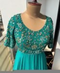 Sea Green Anarkali Dress: Hand Embroidered Indian Gown