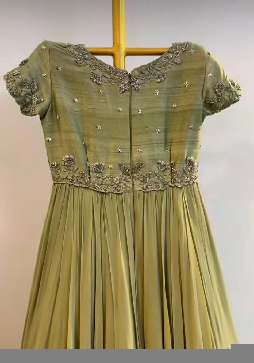 Green Anarkali suit usa/hand embroidery anarkali kurta/royal blue anarkali dress/sea green anarkali/Indian dresses/green layered anarkali US