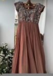 Brown Anarkali Suit Set: Hand Embroidered Zardosi Indian Dress