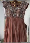 Brown Anarkali Suit Set: Hand Embroidered Zardosi Indian Dress