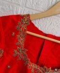 pure silk hand embroidery blouse/short sleeve maggam blouse/raw silk zardosi blouse/hand embroidered blouse/red ready made blouse zardosi