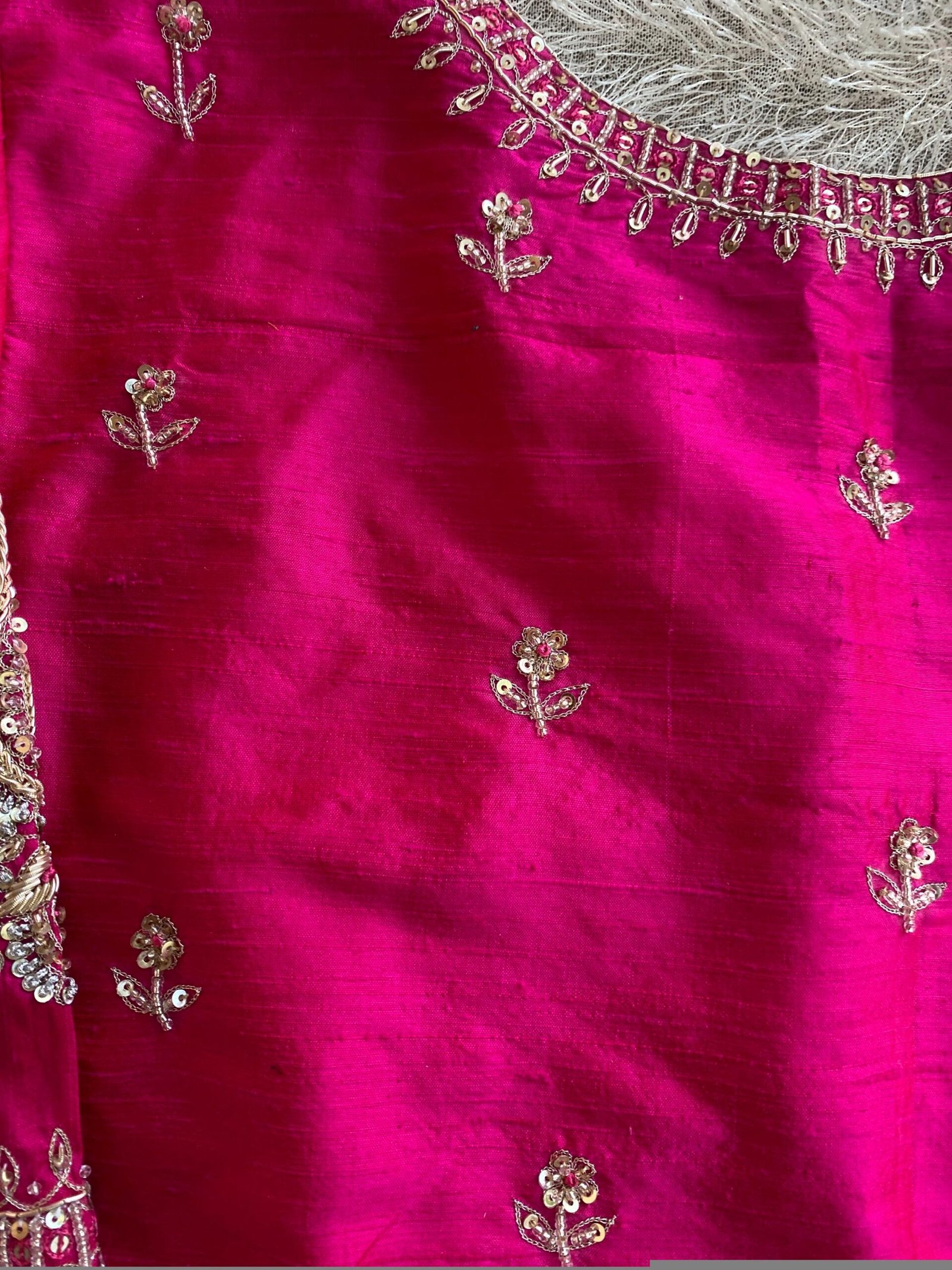 pure silk hand embroidery blouse/reddish pink maggam blouse /raw silk zardosi blouse/hand embroidered blouse /red ready made blouse zardosi