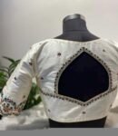 pure silk hand embroidery blouse/modern saree maggam blouse/cream zardosi blouse/multi hand embroidered blouse/off white ready made blouse
