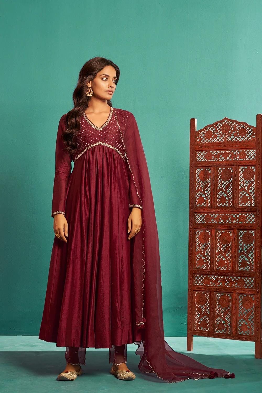 Red Anarkali suit usa/anarkali red kurta full sleeve/red full sleeve anarkali/red dress anarkali/Indian dresses/red anarkali suit set dupatt