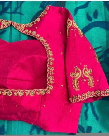 Pink pure silk hand embroidery blouse/readymade maggam blouse/pink saree blouse/ hand embroidered blouse /ready made handmade blouse zardosi