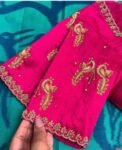 Pink pure silk hand embroidery blouse/readymade maggam blouse/pink saree blouse/ hand embroidered blouse /ready made handmade blouse zardosi