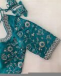 pure silk hand embroidery blouse/saree maggam blouse/blue zardosi blouse/turquoise blue embroidered blouse/blue ready made blouse zardosi