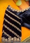 pure velvet hand embroidery blouse/U neck maggam blouse/black zardosi blouse/velvet hand embroidered blouse/black velvet ready made blouse
