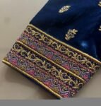 Royal blue hand embroidery blouse/velvet saree maggam blouse/velvet zardosi blouse/hand embroidered blouse/royal blue heavy maggam blouse us