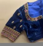 Royal blue hand embroidery blouse/velvet saree maggam blouse/velvet zardosi blouse/hand embroidered blouse/royal blue heavy maggam blouse us