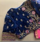 Royal blue hand embroidery blouse/velvet saree maggam blouse/velvet zardosi blouse/hand embroidered blouse/royal blue heavy maggam blouse us