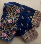 Royal blue hand embroidery blouse/velvet saree maggam blouse/velvet zardosi blouse/hand embroidered blouse/royal blue heavy maggam blouse us