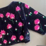 Navy blue hand embroidery blouse/velvet saree maggam blouse/velvet zardosi blouse/hand embroidered blouse/navy blue heavy maggam blouse us