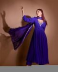 Hand embroidered Anarkali with dupatta/purple anarkali suit set/chinnon silk anarkali dupatta USA/Indian dresses/anarkali dress with dupatta