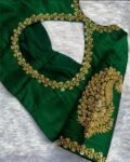 pure silk hand embroidery blouse/short sleeve maggam blouse/raw silk zardosi blouse/hand embroidered blouse/green ready made blouse zardosi