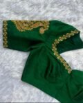 pure silk hand embroidery blouse/short sleeve maggam blouse/raw silk zardosi blouse/hand embroidered blouse/green ready made blouse zardosi