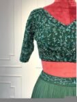 Women’s lehenga set/green croptop lehenga/Indian crop top skirt USA/hand embroideredwedding lehenga USA/green silk skirt/green ruffle leheng