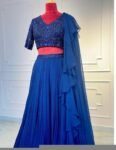 Women’s lehenga set/blue croptop lehenga/Indian crop top skirt USA/hand embroidered wedding lehenga USA/blue silk skirt/royalblue lehenga