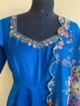 Anarkali with floral dupatta/blue anarkali suit set/anarkali dupatta USA/blue floral embroidery dupatta/ Indian dresses/blue floral anarkali