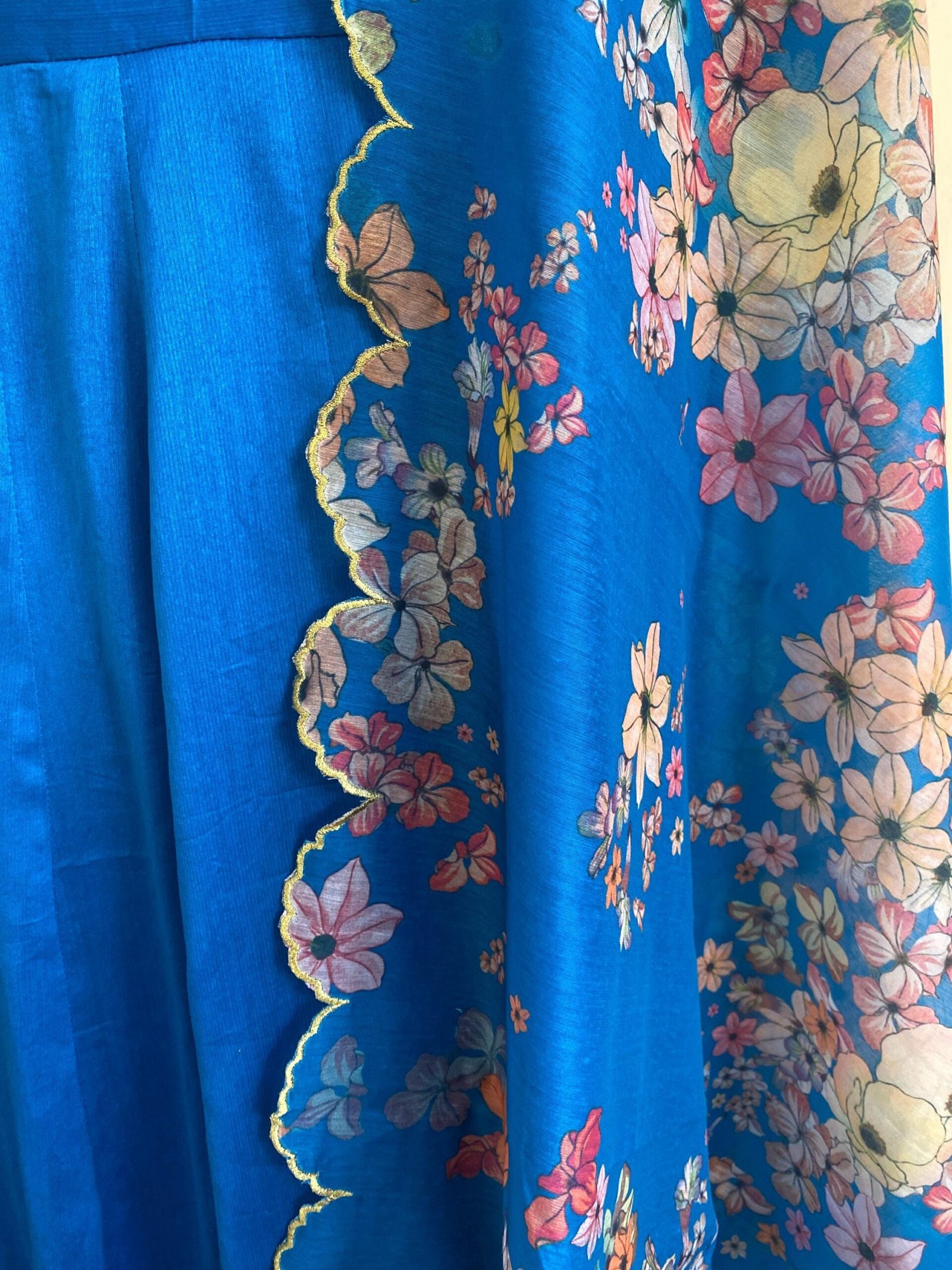 Anarkali with floral dupatta/blue anarkali suit set/anarkali dupatta USA/blue floral embroidery dupatta/ Indian dresses/blue floral anarkali