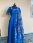 Anarkali with floral dupatta/blue anarkali suit set/anarkali dupatta USA/blue floral embroidery dupatta/ Indian dresses/blue floral anarkali