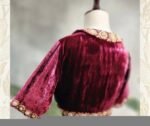 pure velvet hand embroidery blouse/collar maggam blouse/Peter Pan collar blouse/velvet hand embroidered blouse/burgundy ready made blouse us
