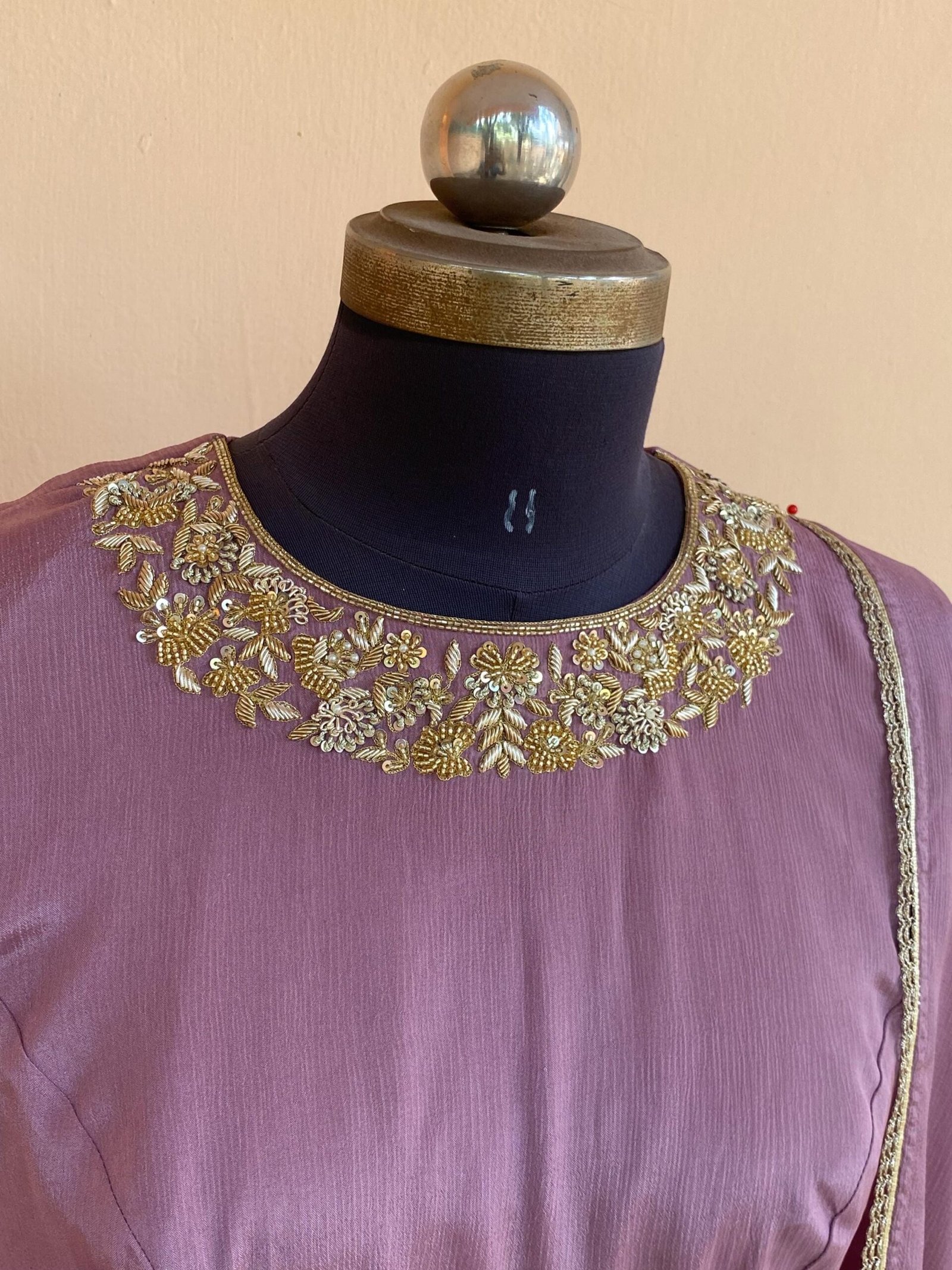 Hand embroidered Anarkali with dupatta/muave anarkali suit set/chinnon silk anarkali dupatta USA/Indian dresses/anarkali dress with dupatta