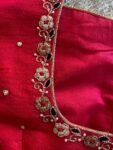 pure silk hand embroidery blouse/reddish pink maggam blouse /raw silk zardosi blouse/hand embroidered blouse /red ready made blouse zardosi