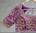 pure silk hand embroidery bridal blouse/ maggam blouse/purple bridal zardosi blouse/hand embroidered blouse/heavy embroidery wedding blouse