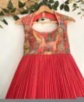 Women’s pure kalamkari anarkali with dupatta/Hand painted kalamkari dress USA/blue hand painted anarkali set/hand painted kalamkari dress us