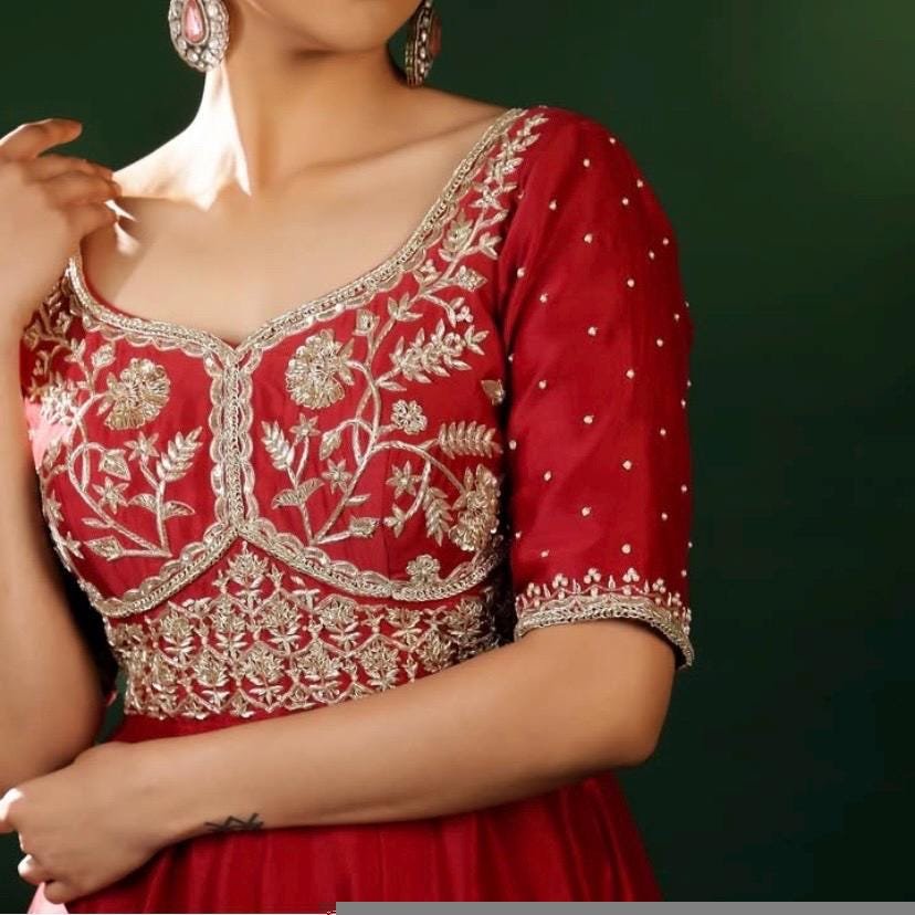 Red Anarkali suit usa/anarkali red kurta elbow sleeve/orange elbow sleeve anarkali/red dress anarkali/Indian dresses/red anarkali suit set