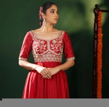 Red Anarkali suit usa/anarkali red kurta elbow sleeve/orange elbow sleeve anarkali/red dress anarkali/Indian dresses/red anarkali suit set