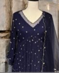 Hand embroidered Anarkali with pants/blue anarkali suit set/anarkali wit dupatta USA/blue kurta with dupatta/blueanarkali dress with dupatta