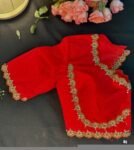 pure silk red hand embroidery blouse/saree maggam blouse/raw silk zardosi blouse/pure red hand embroidered blouse/ready made red blouse usa