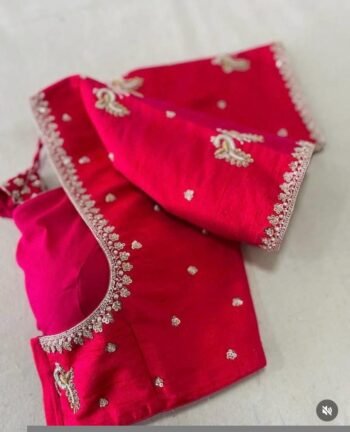 Pink pure silk hand embroidery blouse/readymade maggam blouse/pink saree blouse/ hand embroidered blouse /ready made handmade blouse zardosi