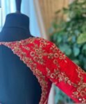 pure silk hand embroidery bridal blouse/ maggam blouse/red bridal zardosi blouse/red hand embroidered blouse/heavy embroidery wedding blouse